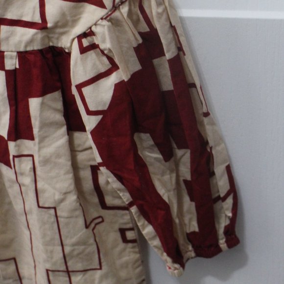 LIKE NEW! DEEP RED/CREAM L/S BLOUSE SZ 6 KIDS - Picture 5 of 6